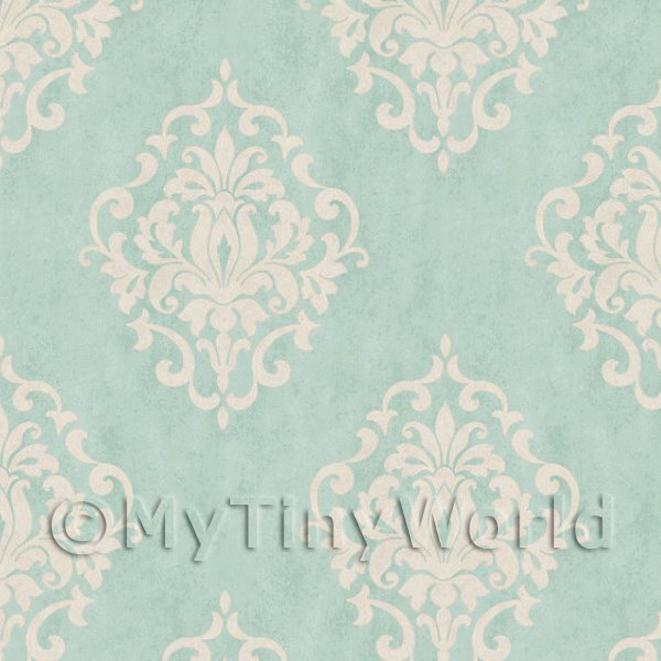 Dolls House Wallpaper - Pack of 5 Dolls House Duck Egg Blue Floral Diamond  Wallpaper Sheets | Product Code 17116 | Price From 