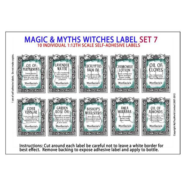 1/12 Scale Dolls House Miniatures  | Dolls House Miniature Myth And Magic Label Set 7