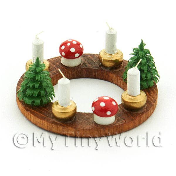 1/12 Scale Dolls House Miniatures  | Dolls House Garland With Trees, Candles And Mushrooms