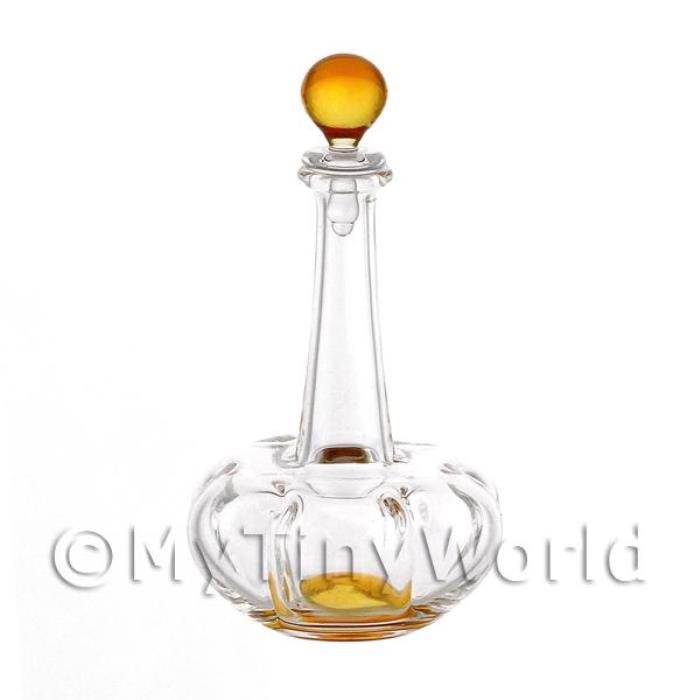 Dolls House Miniature Handmade Orange Based Clasp Style Glass Decanter