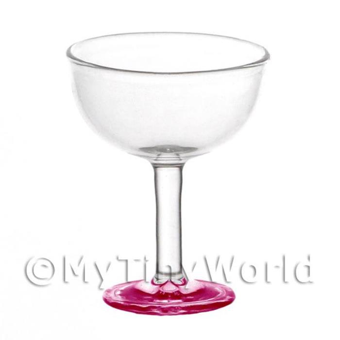 Dolls House Miniature Handmade Pink Based Curved Cocktail Glass