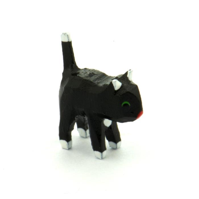 Handmade German Wood Black Cat