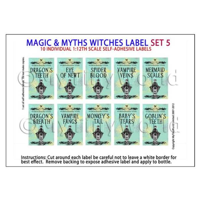 Dolls House Miniature Myth And Magic Label Set 5