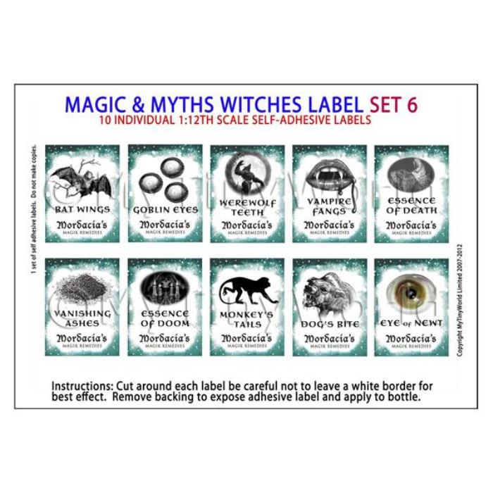 Dolls House Miniature Myth And Magic Label Set 6