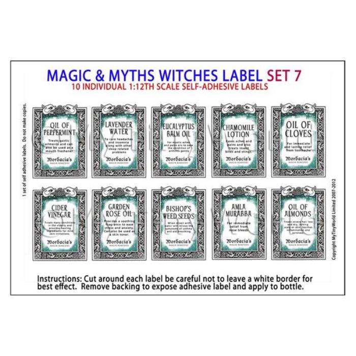 Dolls House Miniature Myth And Magic Label Set 7