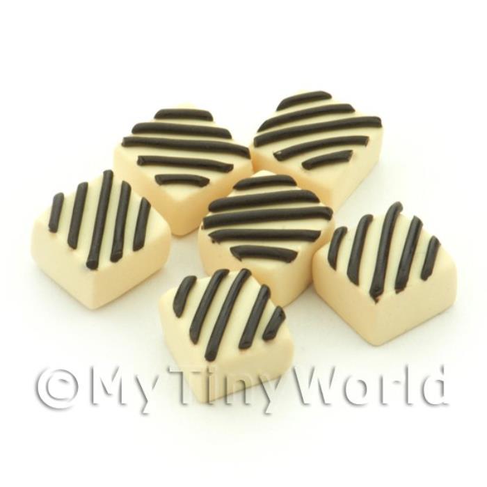 Handmade Square White Chocolate Half-Stripe Bead - Jewellery