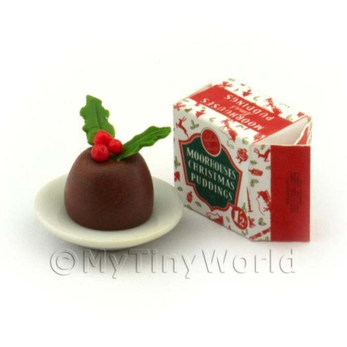 Dolls House Miniature Christmas Pudding And Box