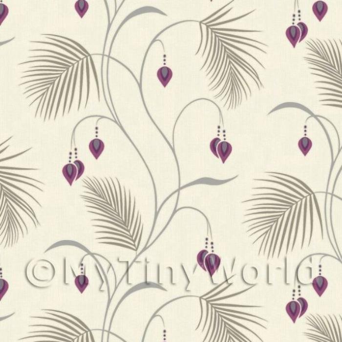 Dolls House Miniature Large Fern With Purple Flowers Wallpaper