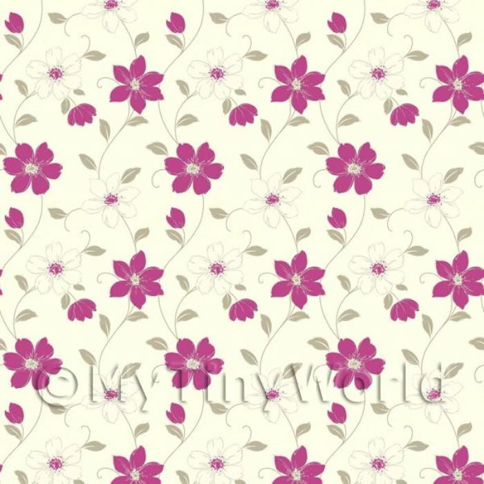 Dolls House Miniature 6 Petal Purple Flower Wallpaper
