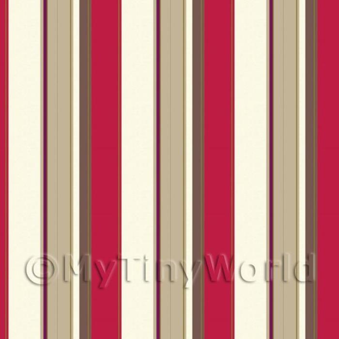 Dolls House Miniature Funky Red Stripes Wallpaper