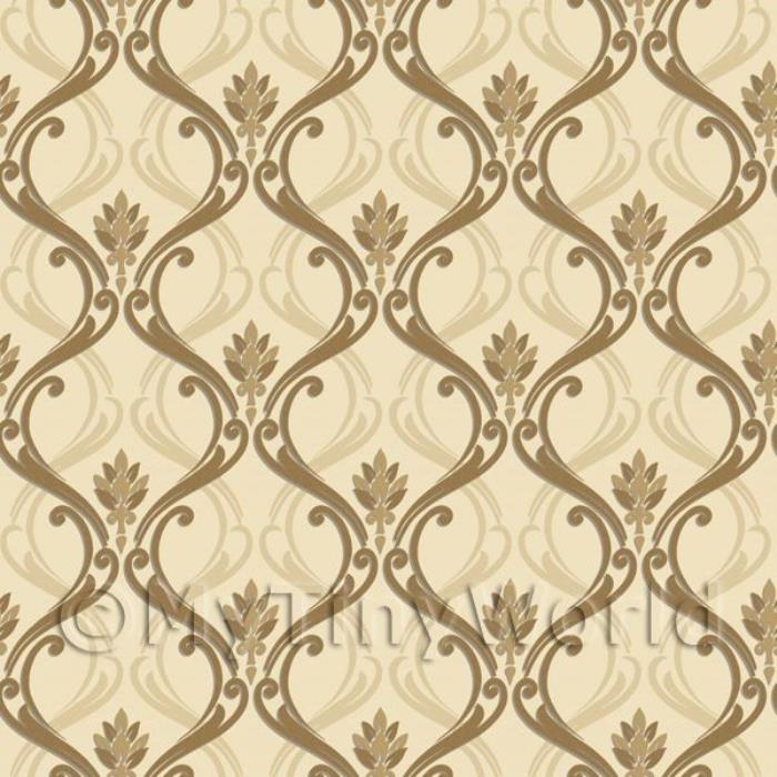 Dolls House Miniature Gold Classic Wallpaper Design