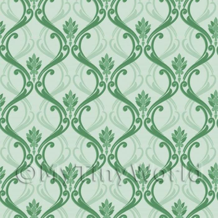 Dolls House Miniature Green Classic Wallpaper Design
