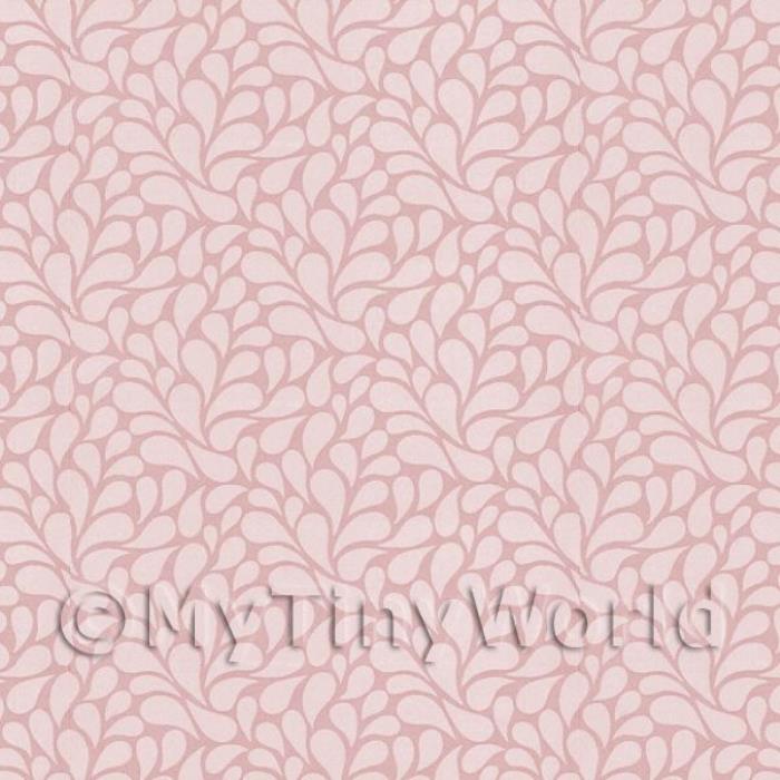 Dolls House Miniature Pale Red Styalised Leaves Wallpaper