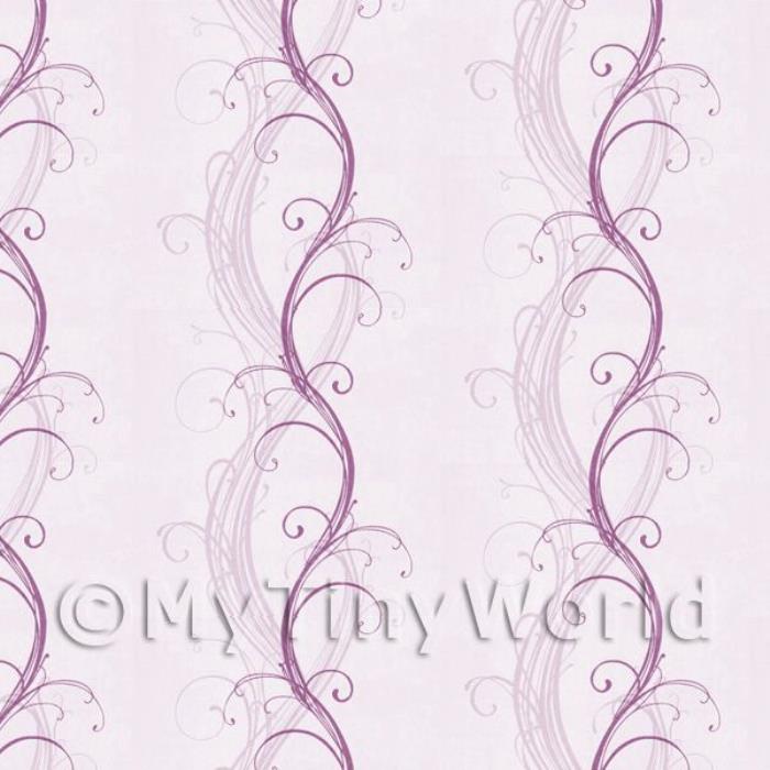 Dolls House Miniature Pale Indigo Elegant Swirls Wallpaper