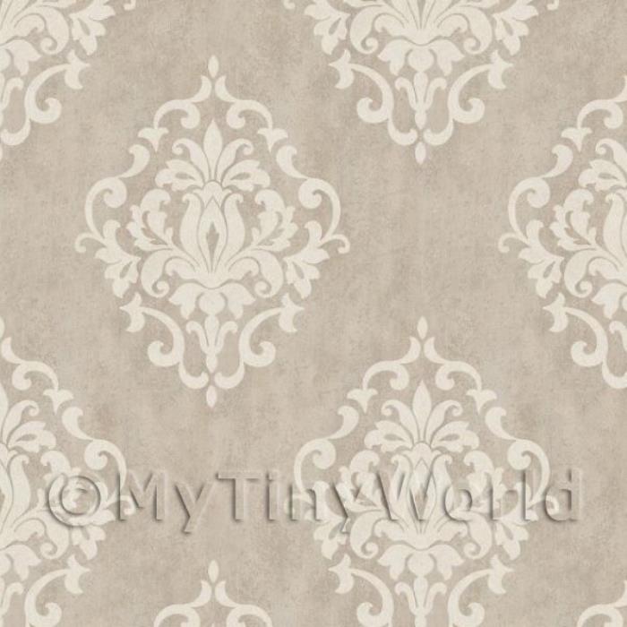 Dolls House Miniature Pale Cocoa Floral Diamond Wallpaper