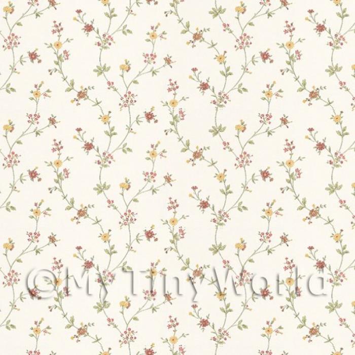 Dolls House Tiny Red And Yellow Trailing Meadow Flower Wallpaper