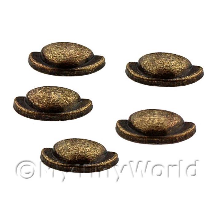 Dolls House Miniature Set of 5 Brass Effect Metal Handles