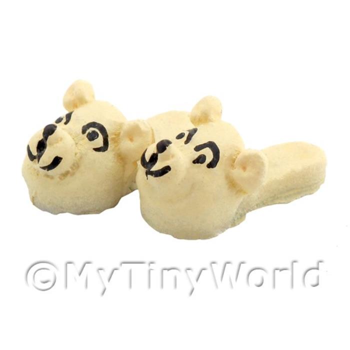 Dolls House Miniature Beige Childrens Dog Head Slippers