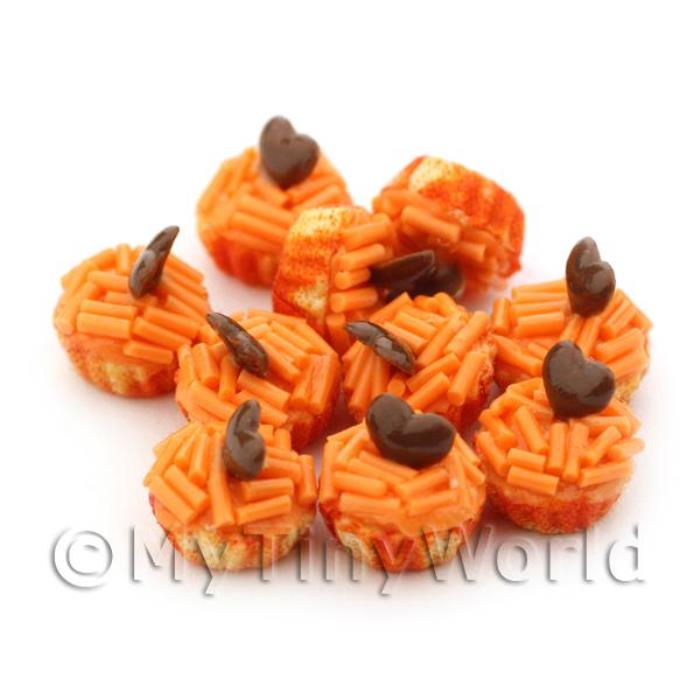 Miniature Orange Sprinkle Cupcake With An Orange And White Paper Cup