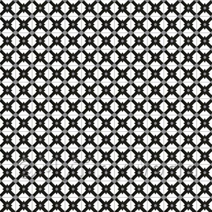 Miniature Black And Grey Cross Design Tile Sheet With Dark Grey Grout