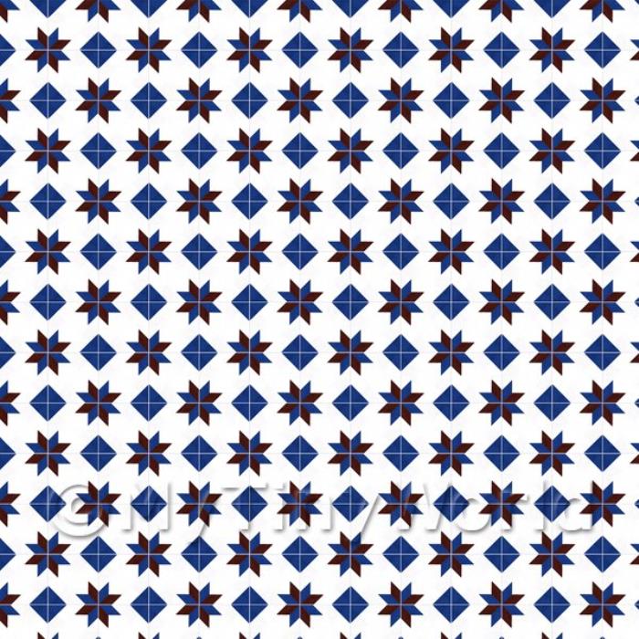 Dark Blue And Maroon Stars And Diamond Design Tile Sheet