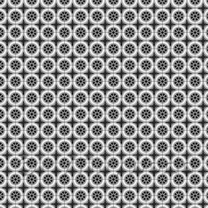 Miniature Blue/Grey And Black Stylised Wheel Tile Sheet With Black Grout