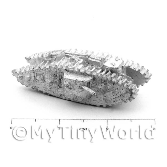 Dolls House Unpainted Metal Mk IV Tank With Side Turrets