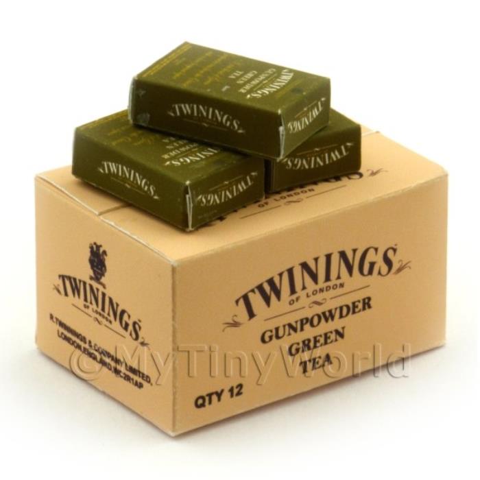Dolls House Twinings Green Tea Stock Box And 3 Loose Boxes