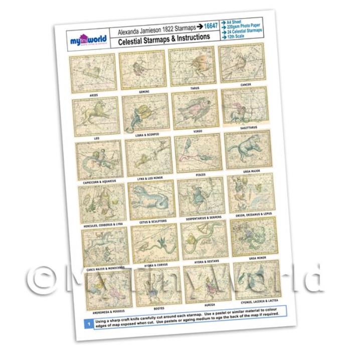Dolls House Complete Set Star Maps 1800s A4 Value Sheet
