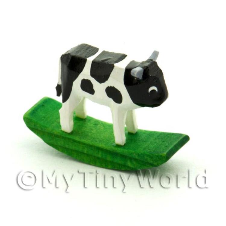 German Crafted Dolls House 20mm Rocking Black Cow