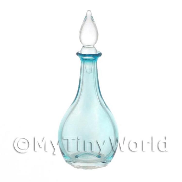 Dolls House Miniature Handmade  Blue Glass Classic Curved Decanter