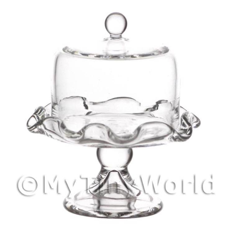 Dolls House Miniature Handmade Glass Raised Cake Stand