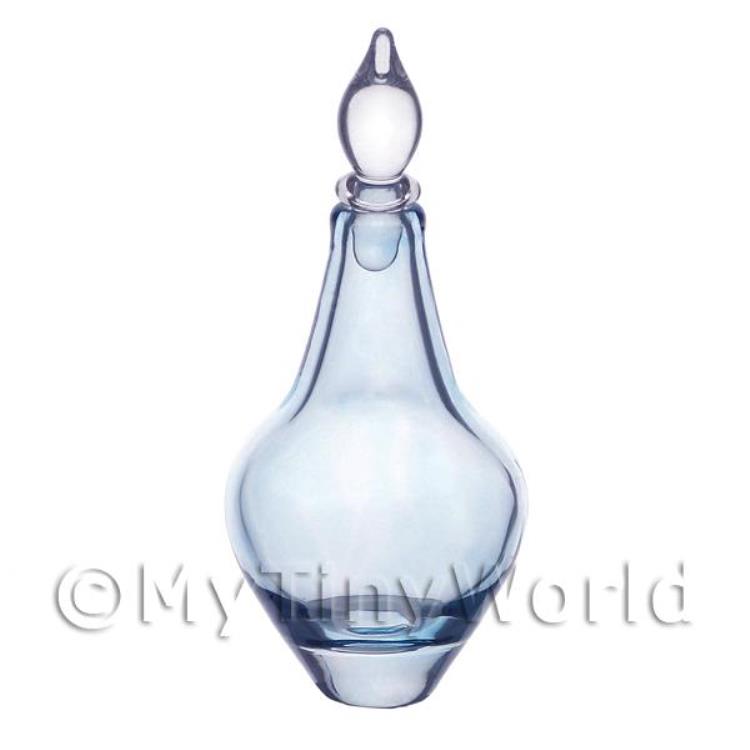 Miniature Handmade Tall Blue Pear Shaped Apothecary Bottle / Decanter