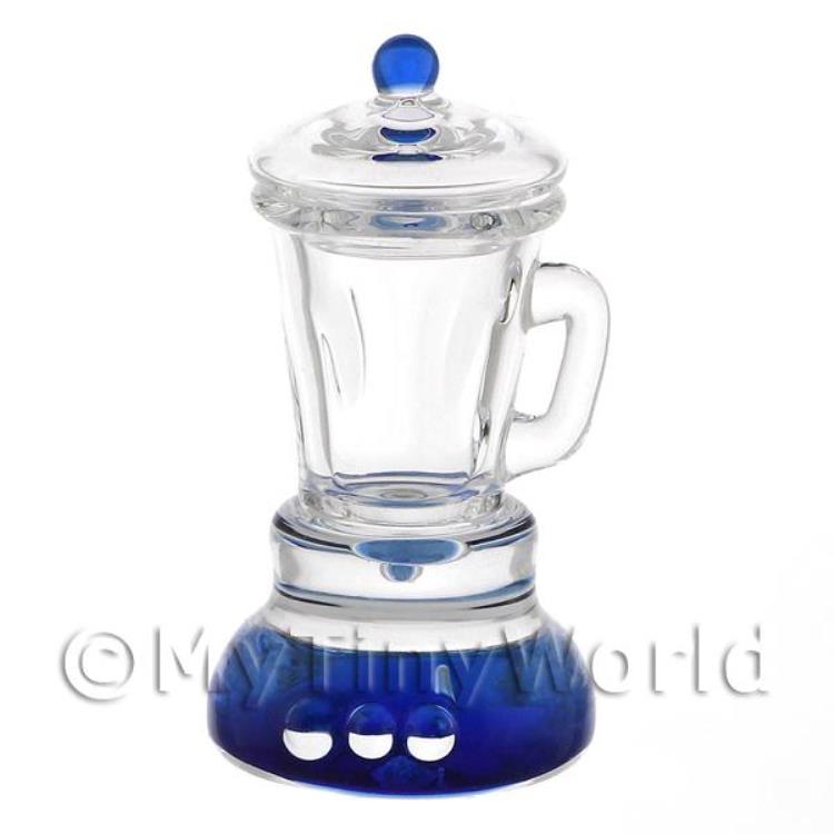 Dolls House Miniature Handmade Blue Glass 3 Piece Blender