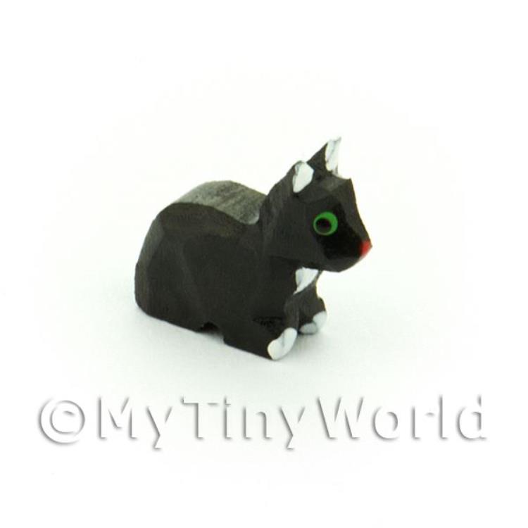 German Dolls House Miniature Small Squatting Black Cat