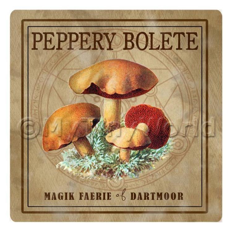 Dolls House Miniature Apothecary Peppery Bolete Fungi Colour Box Label
