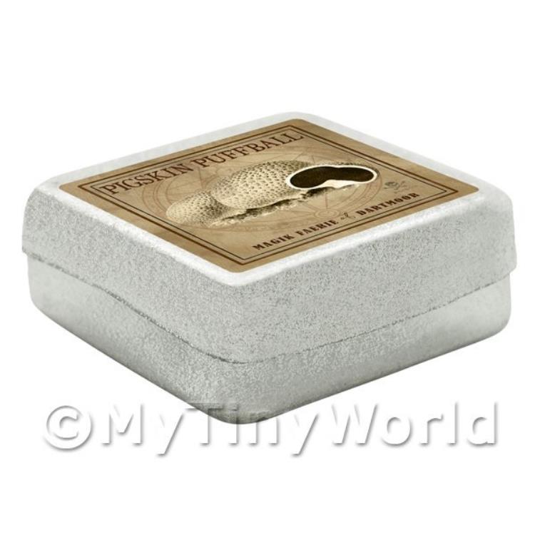 Dolls House Miniature Apothecary Pigskin Puffball Box Sepia Label