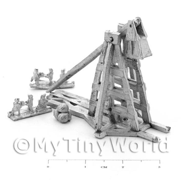 Dolls House Unpainted Multi-Part Trebuchet And Crew
