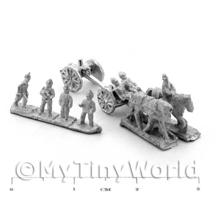 Dolls House Unpainted Metal British Gatling Gun And Crew