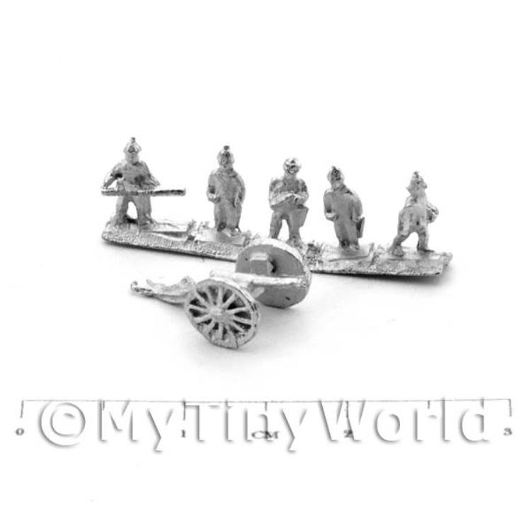 Dolls House Unpainted Metal British 12PDR Gun And Crew