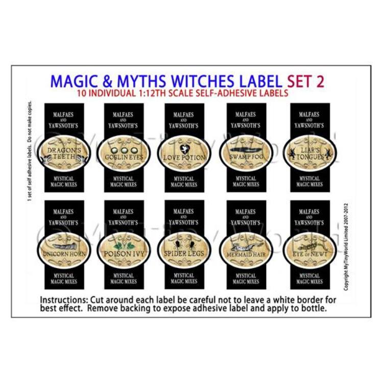 Dolls House Miniature Myth And Magic Label Set 2