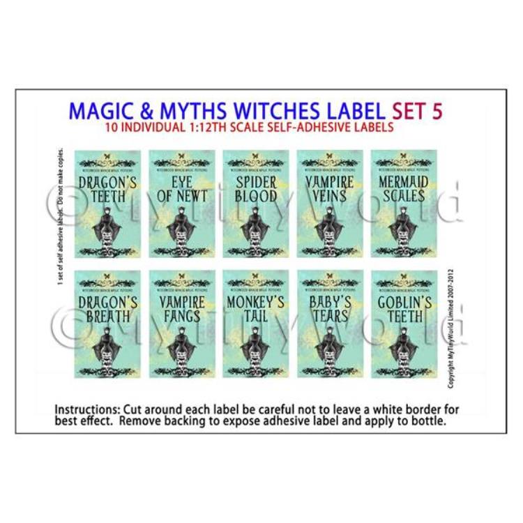 Dolls House Miniature Myth And Magic Label Set 5