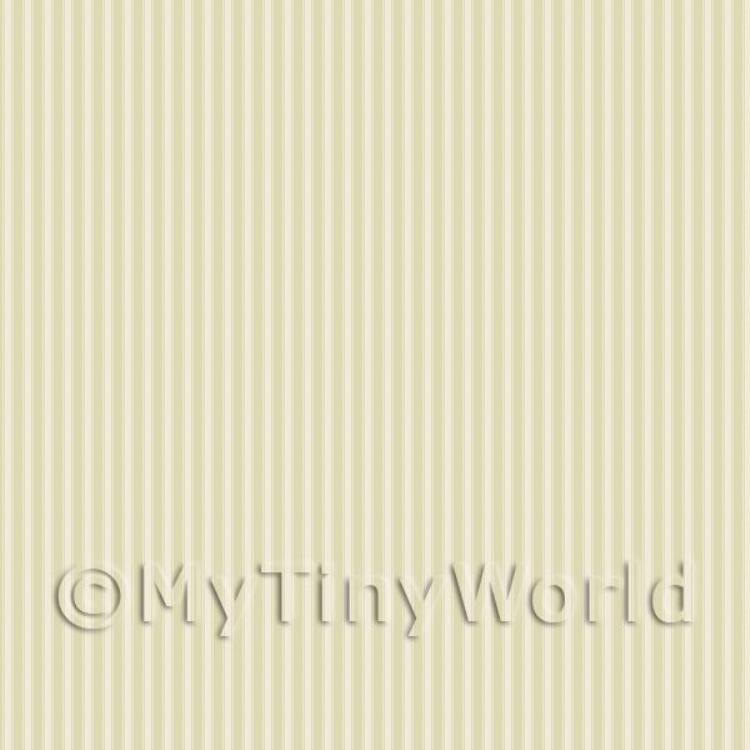 Dolls House Miniature Sage Green Thin Striped Wallpaper