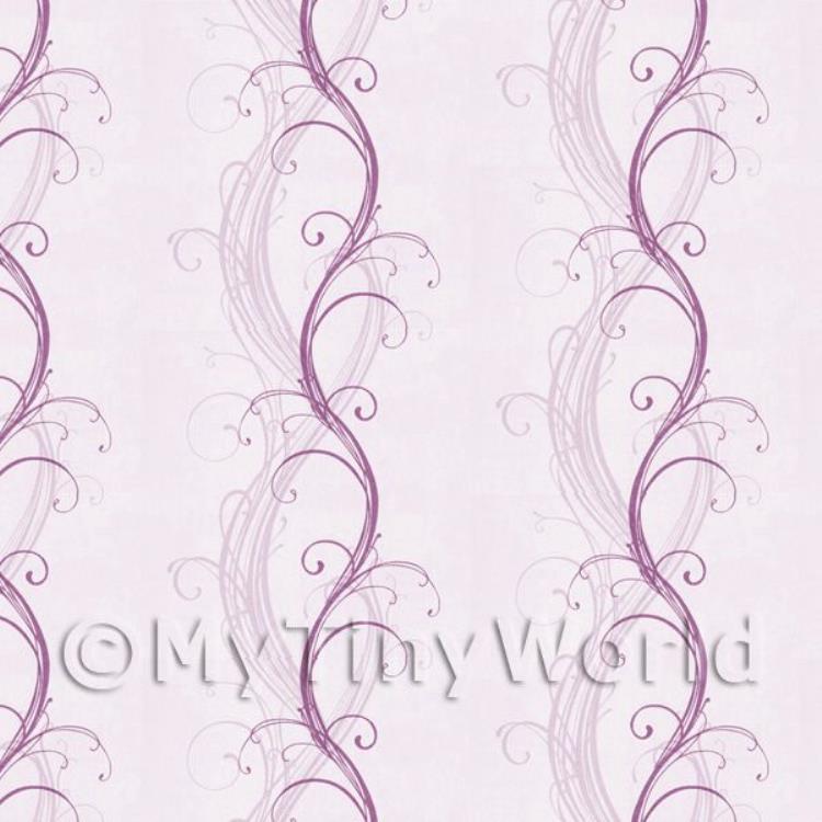 Dolls House Miniature Pale Indigo Elegant Swirls Wallpaper