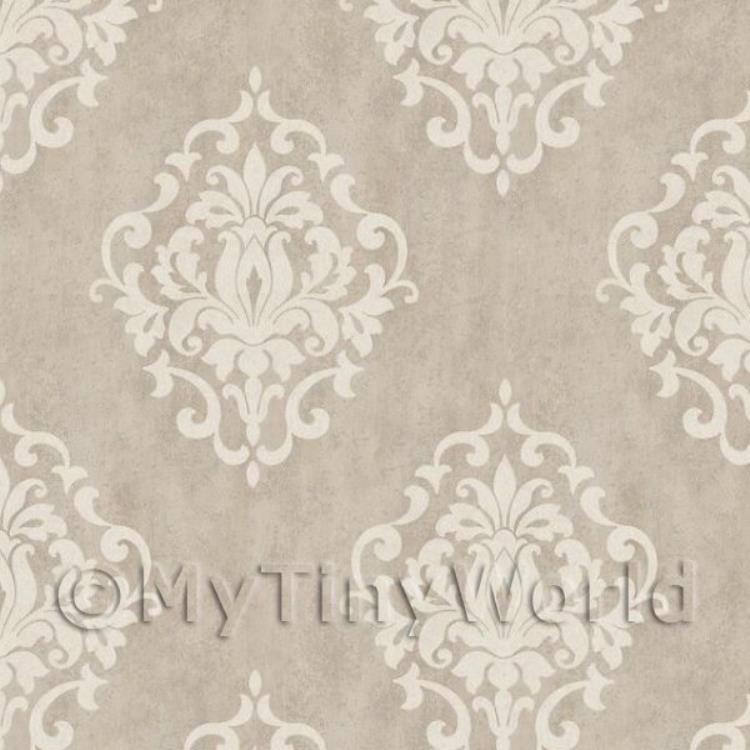 Dolls House Miniature Pale Cocoa Floral Diamond Wallpaper