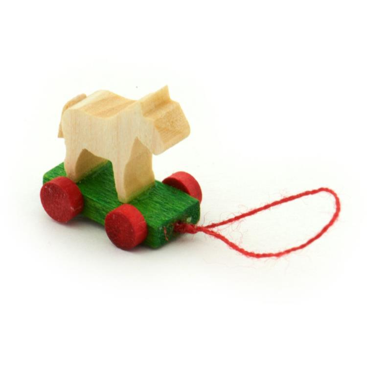 Handmade German Wood Plain Dog Pull-a-long toy