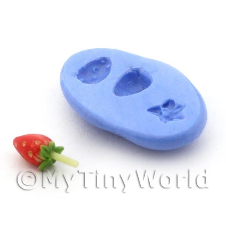 Dolls House Miniature 3 Part Strawberry Reusable Silicone Mould