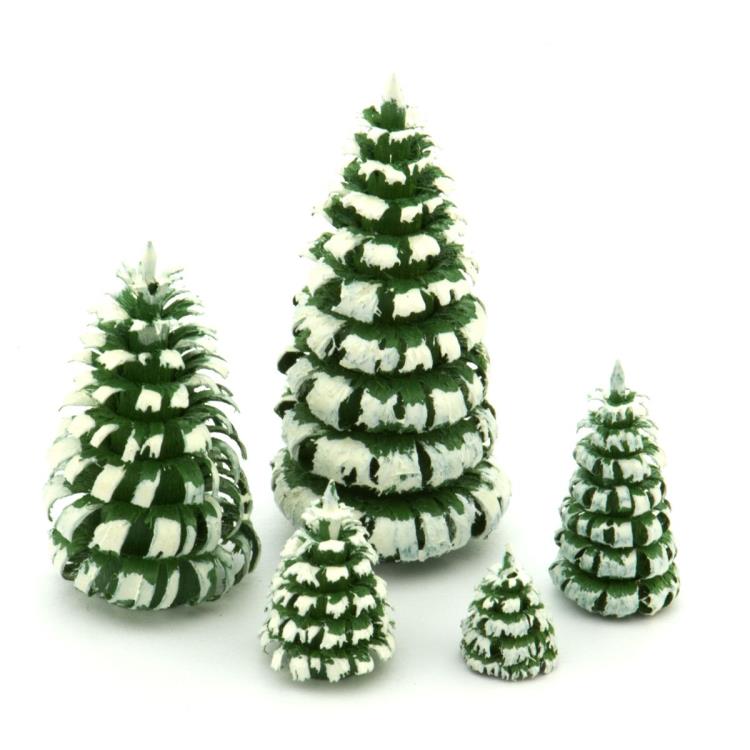 Handmade German Wood Snowy Tree Set