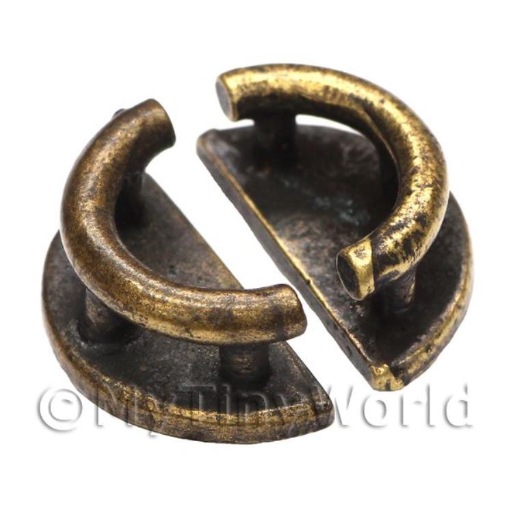 2x Dolls House Miniature 1:12th Scale Antique Brass Furniture Handles