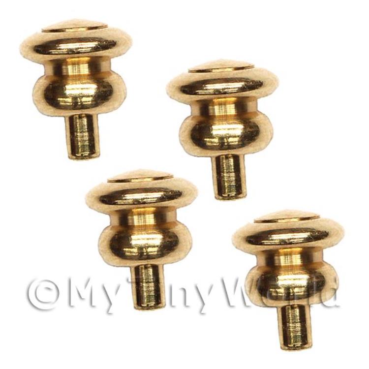 4x 4mm Dolls House Miniature Brass Hourglass Shaped Door Knobs